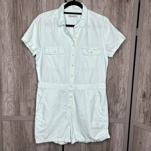 Outerknown Light Mint Green Short Sleeve Cotton Romper